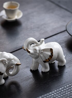 采购产品大象饰品，瓷器，一对幸运的家庭客厅，入口大厅，办公室