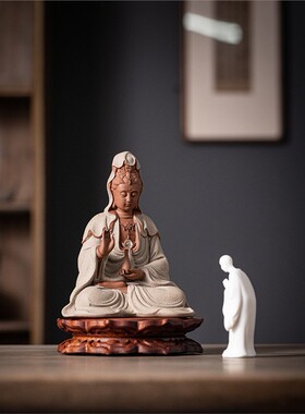 实木圆莲花底座展示架支架木雕观音财神佛像工艺品装饰底座