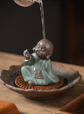 中式禅意陶瓷人物琴棋书画客厅玄关书房茶室桌面博古架小和尚摆件