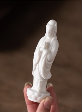 中国白瓷禅宗迷你观音菩萨佛像家居桌面装饰微景观鱼缸景观小摆件