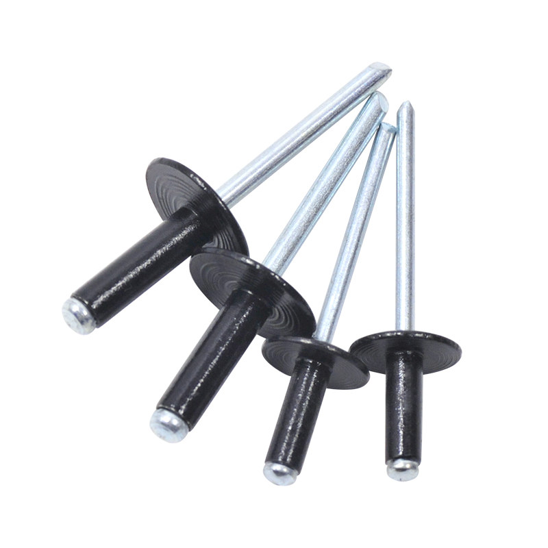 黑色大帽开口型抽芯铝铆钉金属拉铆钉拉帽钉扁圆头柳钉3.2/4/5mm - 图2