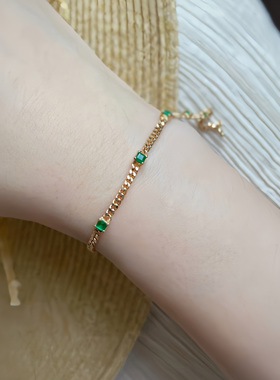 粗款有质感手链钻石祖母绿18K