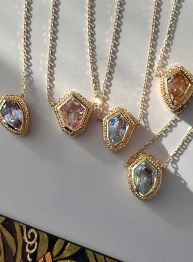 女锁骨链无烧蓝宝石天然