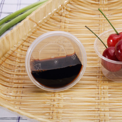 一次性酱料杯25/50/100带盖外卖打包调料盒小号连体透明酱料盒 - 图2