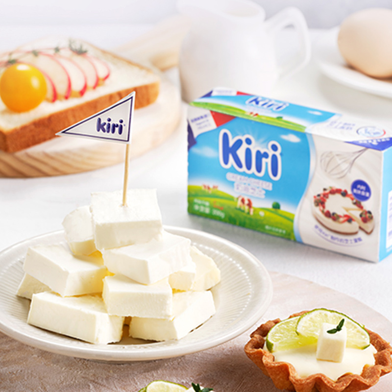 KIRI凯芮烘焙奶油奶酪芝士进口干乳酪蛋糕奶盖200g*3 - 图2
