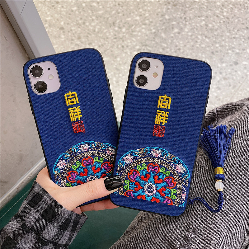 刺绣文字吉祥适用华为p40pro手机壳mate40pro中国风mate30国潮p30pro2021新年nova7全包防摔nova6/5荣耀30pro