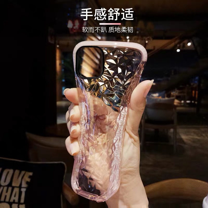 迪丽热巴乔晶晶同款适用苹果15手机壳钻石纹13苹果14高级感iPhone15promax透明XR硅胶xs软壳14proMAX女12 - 图3