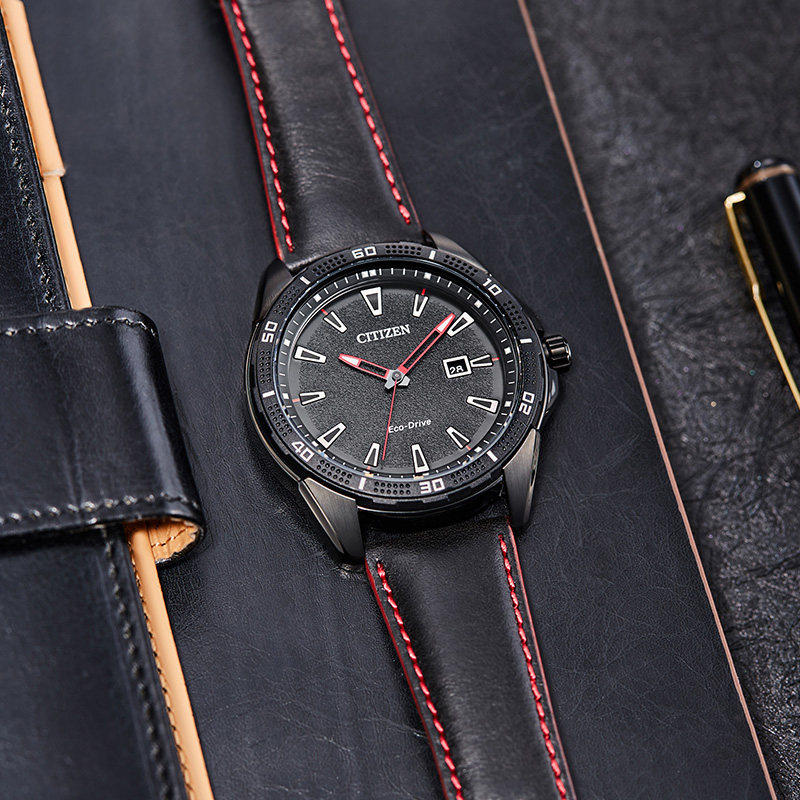 Citizen西铁城手表男光动能镂空表针夜光休闲皮带表AW1588-57E - 图0