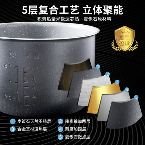 适用于美的电饭煲内胆5升FZ507JB/FZ50JB/FC50UB/FC5011B麦饭石 - 图1