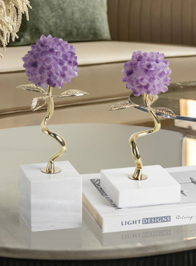 创意浪漫紫水晶花球摆件