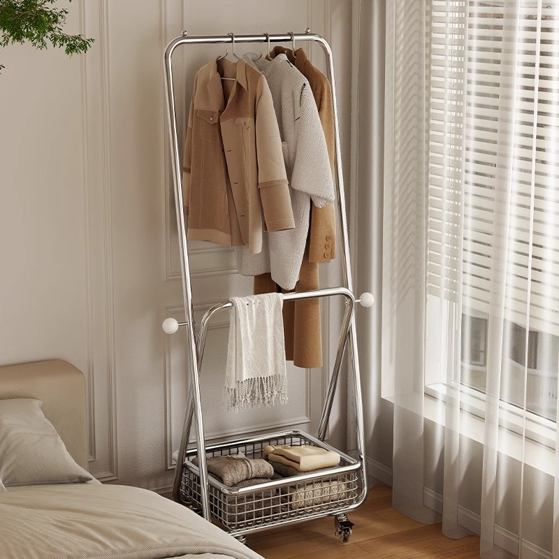 衣架落地卧室单杆晾衣架移动衣帽架室内家用加粗衣服杆房间挂衣架 - 图3