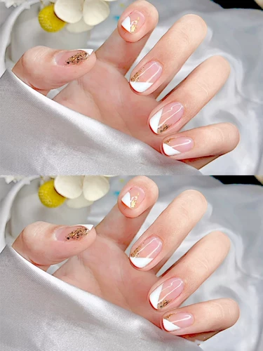 Белый гель-лак, наклейки для ногтей для ногтей, водостойкие накладные ногти, французский стиль, 3D, готовый продукт