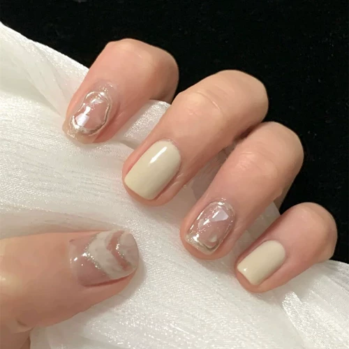 Белый гель-лак, наклейки для ногтей для ногтей, водостойкие накладные ногти, французский стиль, 3D, готовый продукт