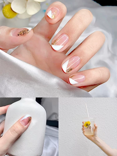 Белый гель-лак, наклейки для ногтей для ногтей, водостойкие накладные ногти, французский стиль, 3D, готовый продукт