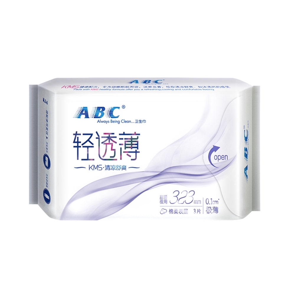 ABC卫生巾轻透薄夜用323mm组合装6包姨妈巾女棉整箱批发特价正品 - 图0