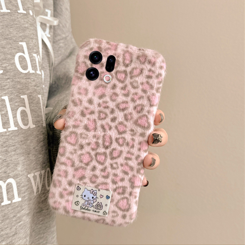 豹纹凯蒂猫贴纸适用oppofindx9plus手机壳fondx8卡通x50pro可爱k12x秋冬季x7毛绒x6por软ultra/x5/x3/realme - 图1