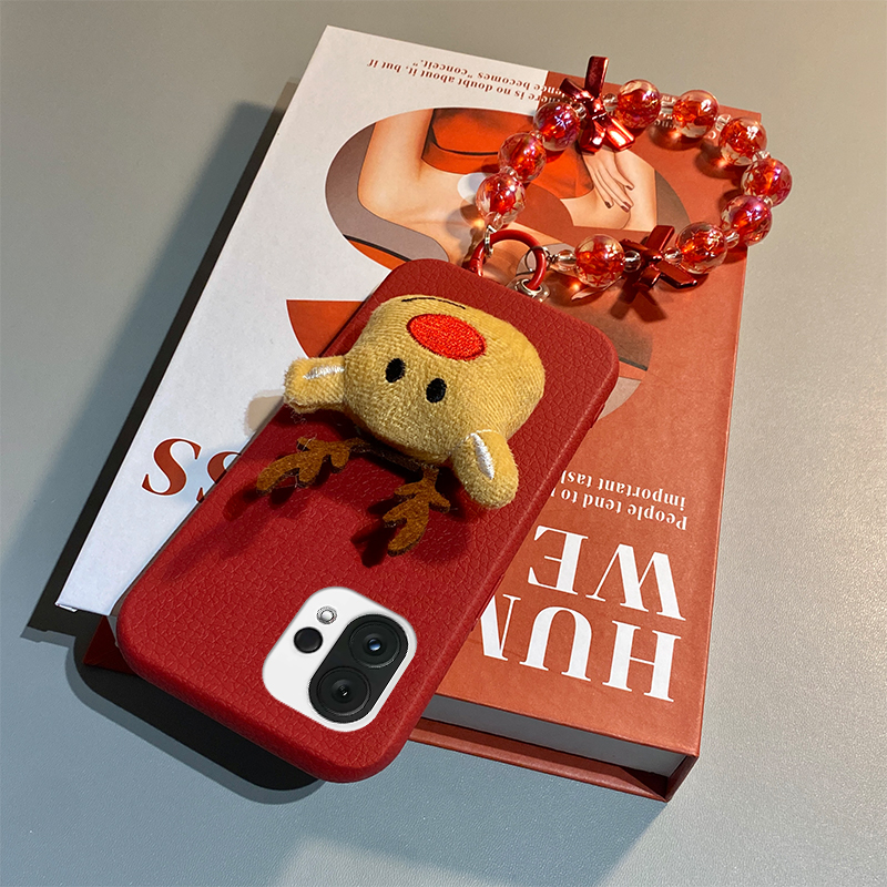 红色圣诞麋鹿适用vivos30promini手机壳s20立体s19挂链s18e可爱s17皮纹s16仿皮s15毛绒s12卡通s10por/s9e/s7t - 图2
