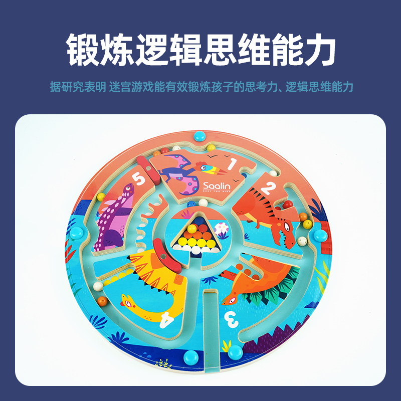 saalin莎林磁性轨道迷宫磁性滚珠木质走珠儿童益智运笔玩具3岁