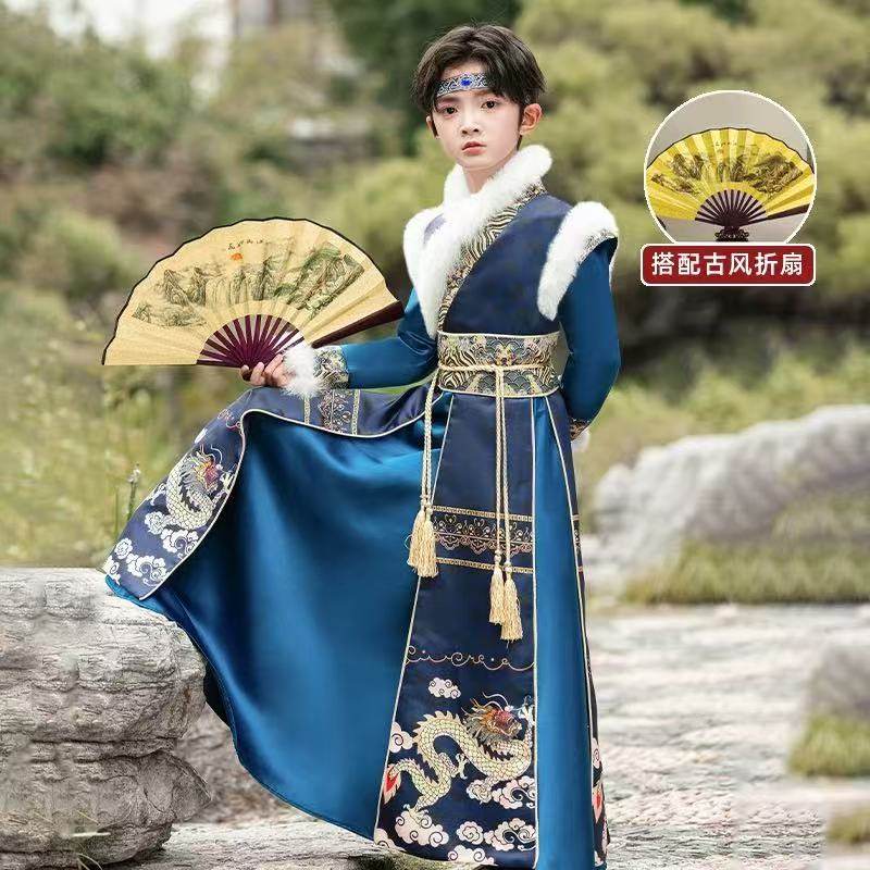 男童明制汉服冬款儿童小少爷唐装古风加厚拜年服加绒古装冬季过年,淘宝优惠券,粉丝福利购,淘宝优惠卷