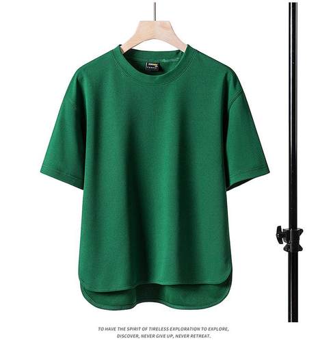 重磅短袖T恤男士休闲美式半袖上衣纯色圆领百搭宽松大码潮T春夏季 - 图1