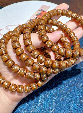 新品紫金鼠花皮一线天镶嵌一线天高抛手工雕刻佛珠文玩手串厂家直