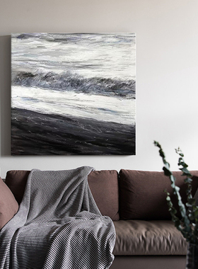 E painting手绘油画 《逐浪》北欧风客厅玄关卧室风景艺术挂画