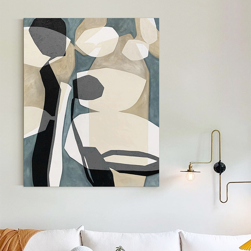 E painting手绘油画 《守候》侘寂风样板间客厅设计师高级抽象画