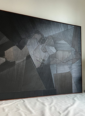 E painting手绘油画 《北岛》后现代样板间客厅设计师大幅肌理画