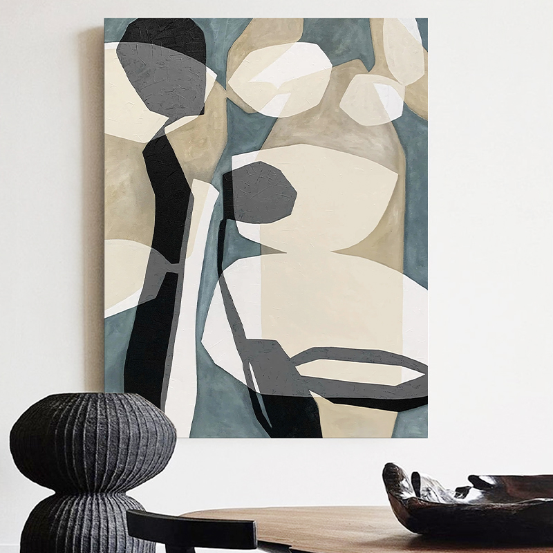 E painting手绘油画 《守候》侘寂风样板间客厅设计师高级抽象画