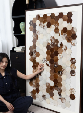 颐画原创真牛皮画《有道》立体工艺装饰画客厅沙发玄关装饰画