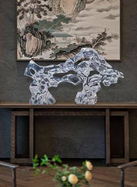 酒店客厅会所透明抽象雕塑落地摆件家居玄关太湖石艺术装饰品摆件