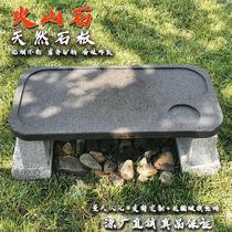 TenChong Natural Volcanic Stone Barbecue Dish Grilled Seafood Roast Beef Steak Outdoor Home Smoke-free No-Hander Slate Burn