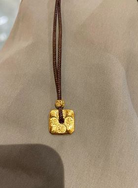 孟加拉赤金首饰爆款福禄寿喜吊坠古法国风新中式平安扣精致项链