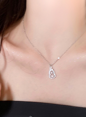 仿白玉髓葫芦领结项链女新中式