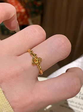 缠绕金蛇戒指女夸张开口食指环