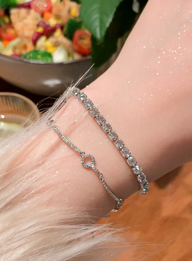 银色几何圆环手链女小众百搭