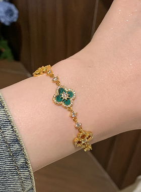 仿绿松石花瓣手链女款高级感手饰