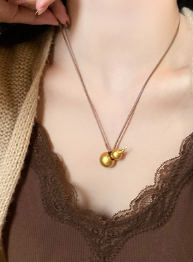 金葫芦皮绳项链女新中式中古风