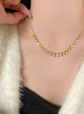 泡泡圆钻流苏锆石项链女轻奢小众