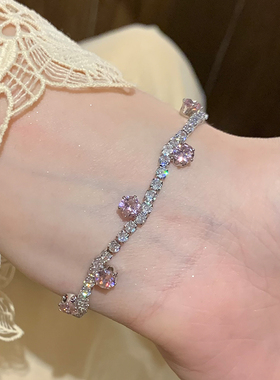 六圆钻粉钻手链女生手串