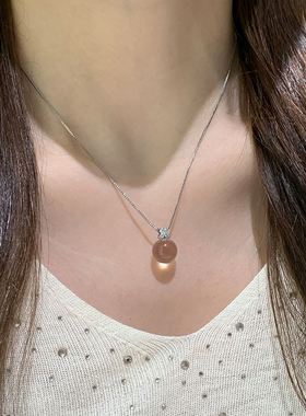 天然白水晶单钻项链女百搭气质