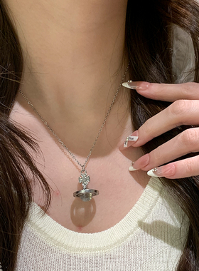 土星吊坠项链女流苏珍珠轻奢感