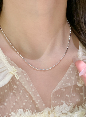 银色小米粒素链项链女简约氛围