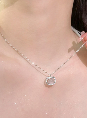 新中式国风铜镀银仿白玉髓项链女