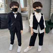 Boy suits suit Spring and autumn children Host Leisure waistcoat handsome suit Inn Wind flower Fancy Dress Tide