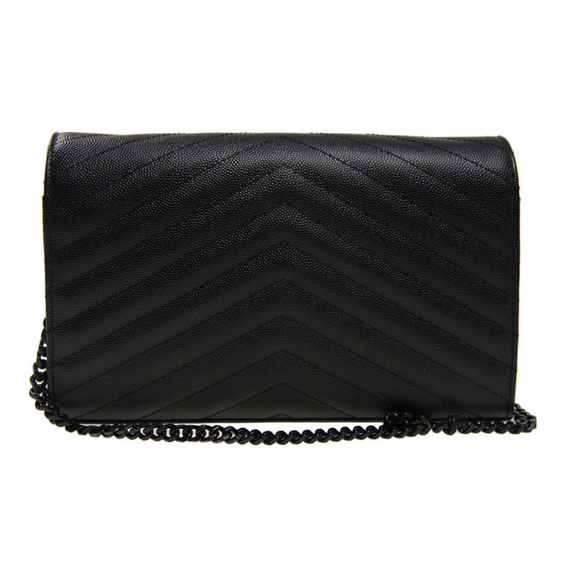 圣罗兰黑色女士单肩翻盖包链条包 联采海外女士包袋