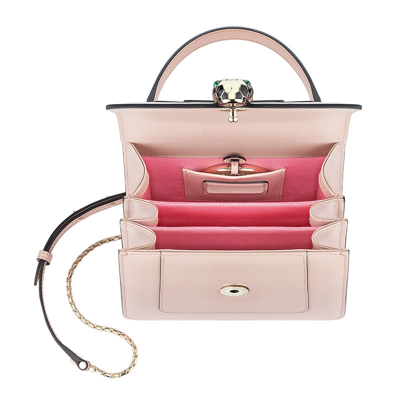 bvlgari女士浅粉色小牛皮斜挎包 联采海外女士包袋