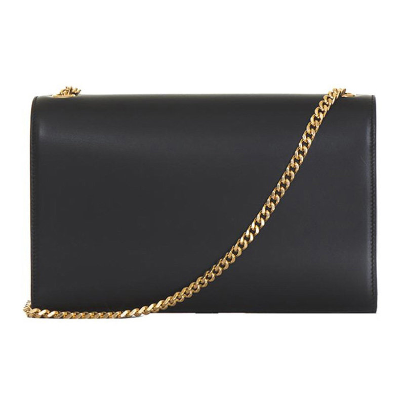 圣罗兰牛皮女士黑金配色翻盖流苏 联采海外女士包袋