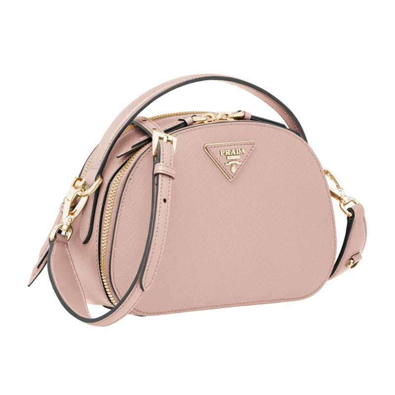 prada女士粉色牛皮logo饰休闲包 联采海外女士包袋