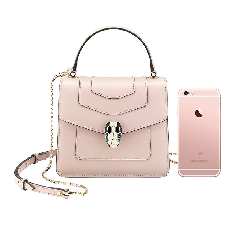 bvlgari女士浅粉色小牛皮斜挎包 联采海外女士包袋